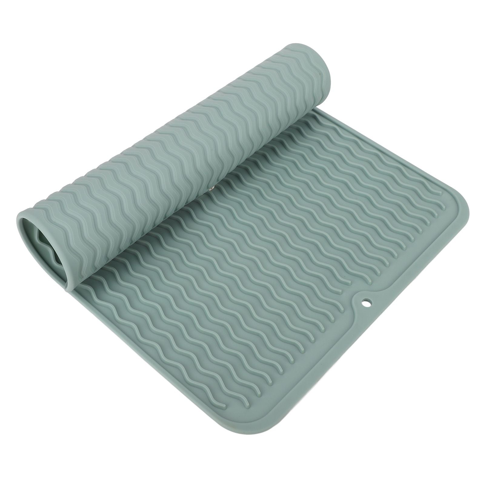 Dish Drying Mat Soft Flexible Rubber Heat Resistant Nonslip BPA Free Eco Friendly Wide Application Dish Drying PadGreen