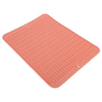 Dish Drying Mat Soft Flexible Rubber Heat Resistant Nonslip BPA Free Eco Friendly Wide Application Dish Drying PadPink
