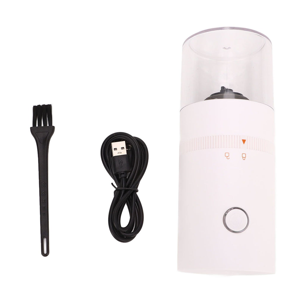 Electric Coffee Grinder USB Charge Coarse and Fine Grinding Adjustable Small Auto Coffee Beans Mill White for Home