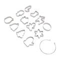 12pcs Christmas Cookie Cutters Christmas Theme Quick Release Stainless Steel Cookie Cutters Silver with Storage Rings for Cake