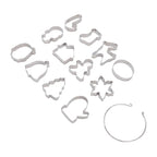 12pcs Christmas Cookie Cutters Christmas Theme Quick Release Stainless Steel Cookie Cutters Silver with Storage Rings for Cake