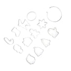 12pcs Christmas Cookie Cutters Christmas Theme Quick Release Stainless Steel Cookie Cutters Silver with Storage Rings for Cake