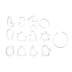 12pcs Christmas Cookie Cutters Christmas Theme Quick Release Stainless Steel Cookie Cutters Silver with Storage Rings for Cake