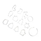 12pcs Christmas Cookie Cutters Christmas Theme Quick Release Stainless Steel Cookie Cutters Silver with Storage Rings for Cake