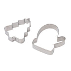 12pcs Christmas Cookie Cutters Christmas Theme Quick Release Stainless Steel Cookie Cutters Silver with Storage Rings for Cake