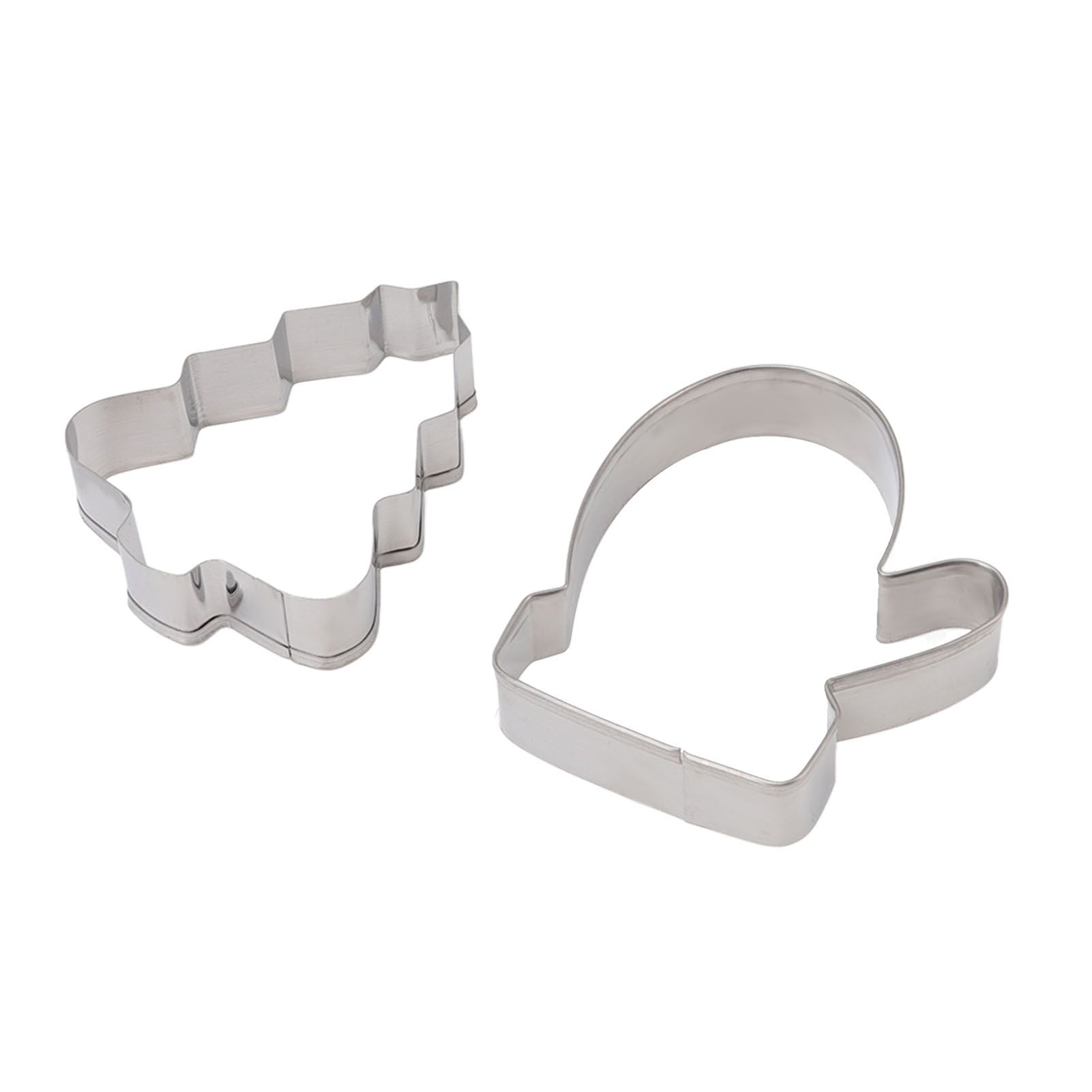 12pcs Christmas Cookie Cutters Christmas Theme Quick Release Stainless Steel Cookie Cutters Silver with Storage Rings for Cake