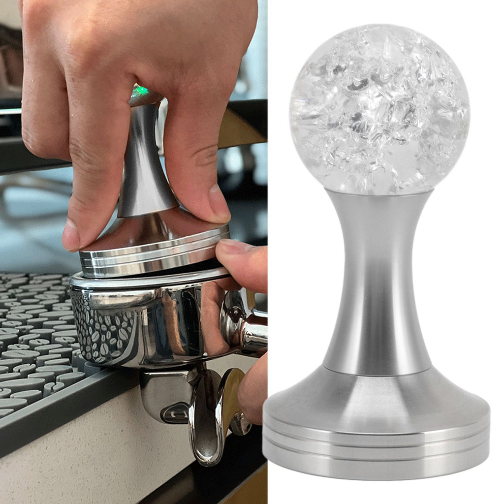 Crystal Ball Coffee Flat Tamper Stainless Steel Base Powder Hammer for Coffee Accessories Silver 51mm