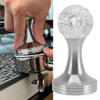 Crystal Ball Coffee Flat Tamper Stainless Steel Base Powder Hammer for Coffee Accessories Silver 51mm