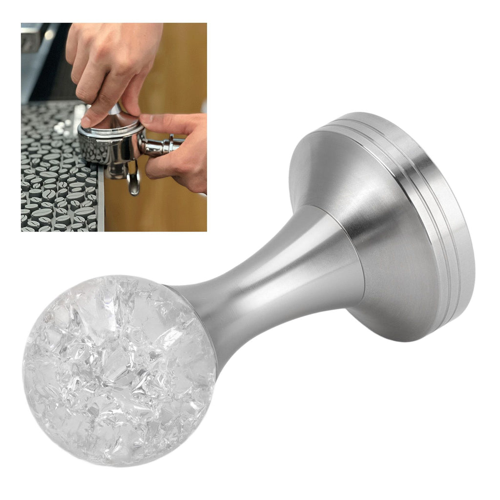 Crystal Ball Coffee Flat Tamper Stainless Steel Base Powder Hammer for Coffee Accessories Silver 51mm