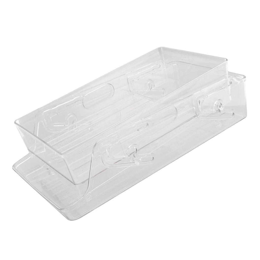 Automatic Rolling Beverage Soda Can Storage Organizer Double Layers Plastic Refrigerator Can Holder Dispenser Bin