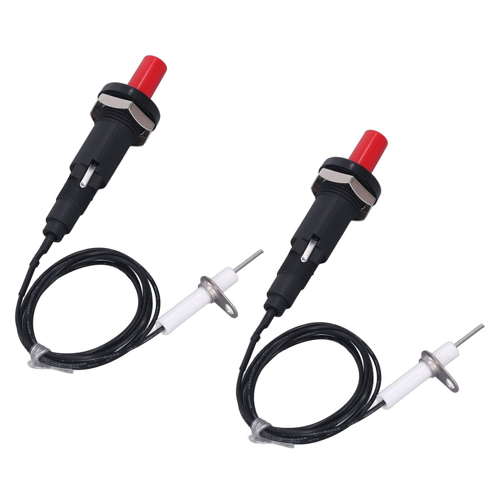2 Pcs Piezo Igniter 1 Out 2 Push Button with Ignition Needle Wire 1 Meter Piezoelectric Ignition for Fireplace Oven Heater Kitchen