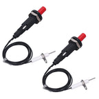 2 Pcs Piezo Igniter 1 Out 2 Push Button with Ignition Needle Wire 1 Meter Piezoelectric Ignition for Fireplace Oven Heater Kitchen