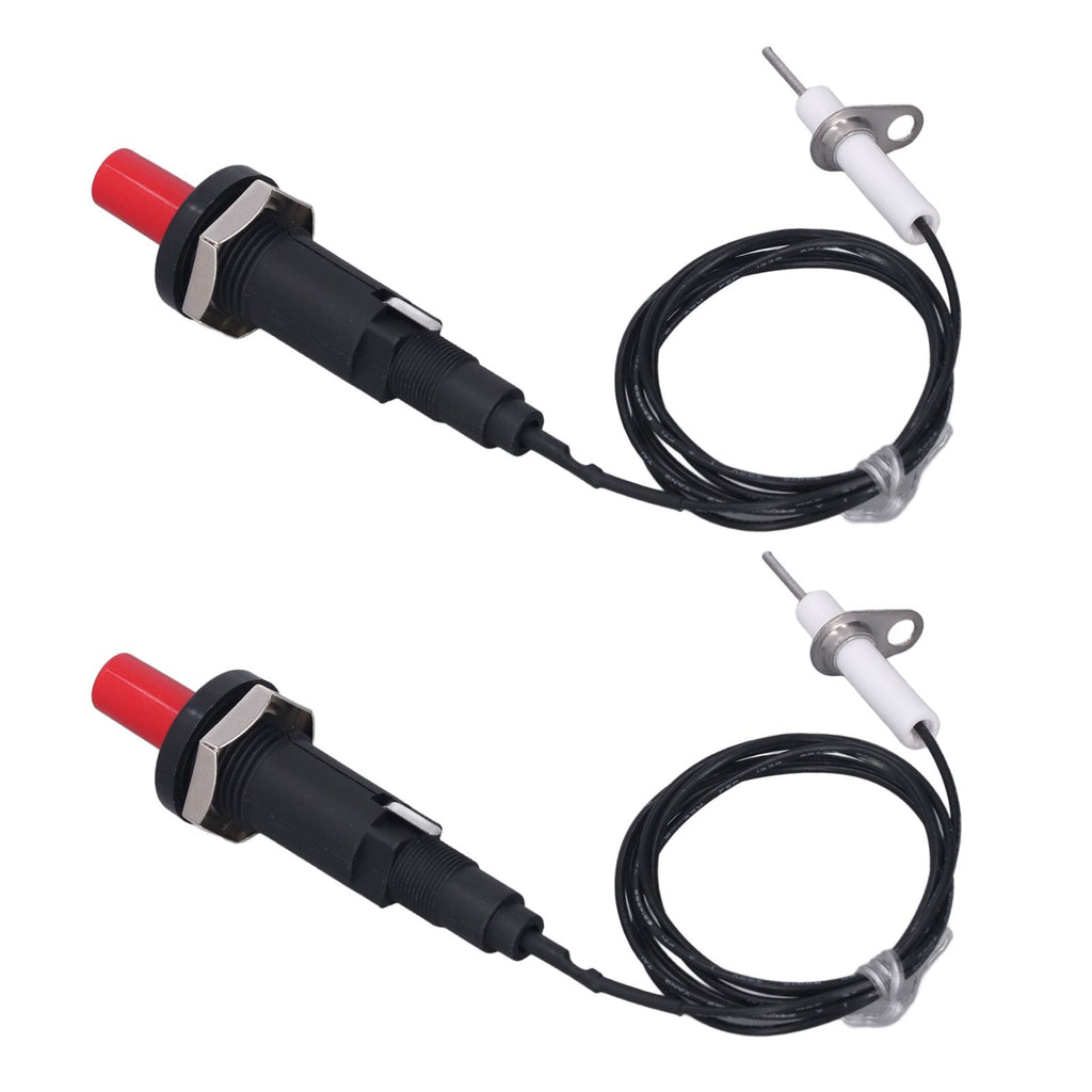 2 Pcs Piezo Igniter 1 Out 2 Push Button with Ignition Needle Wire 1 Meter Piezoelectric Ignition for Fireplace Oven Heater Kitchen