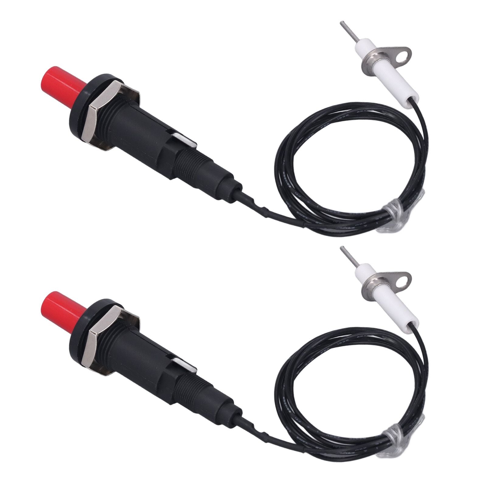2 Pcs Piezo Igniter 1 Out 2 Push Button with Ignition Needle Wire 1 Meter Piezoelectric Ignition for Fireplace Oven Heater Kitchen
