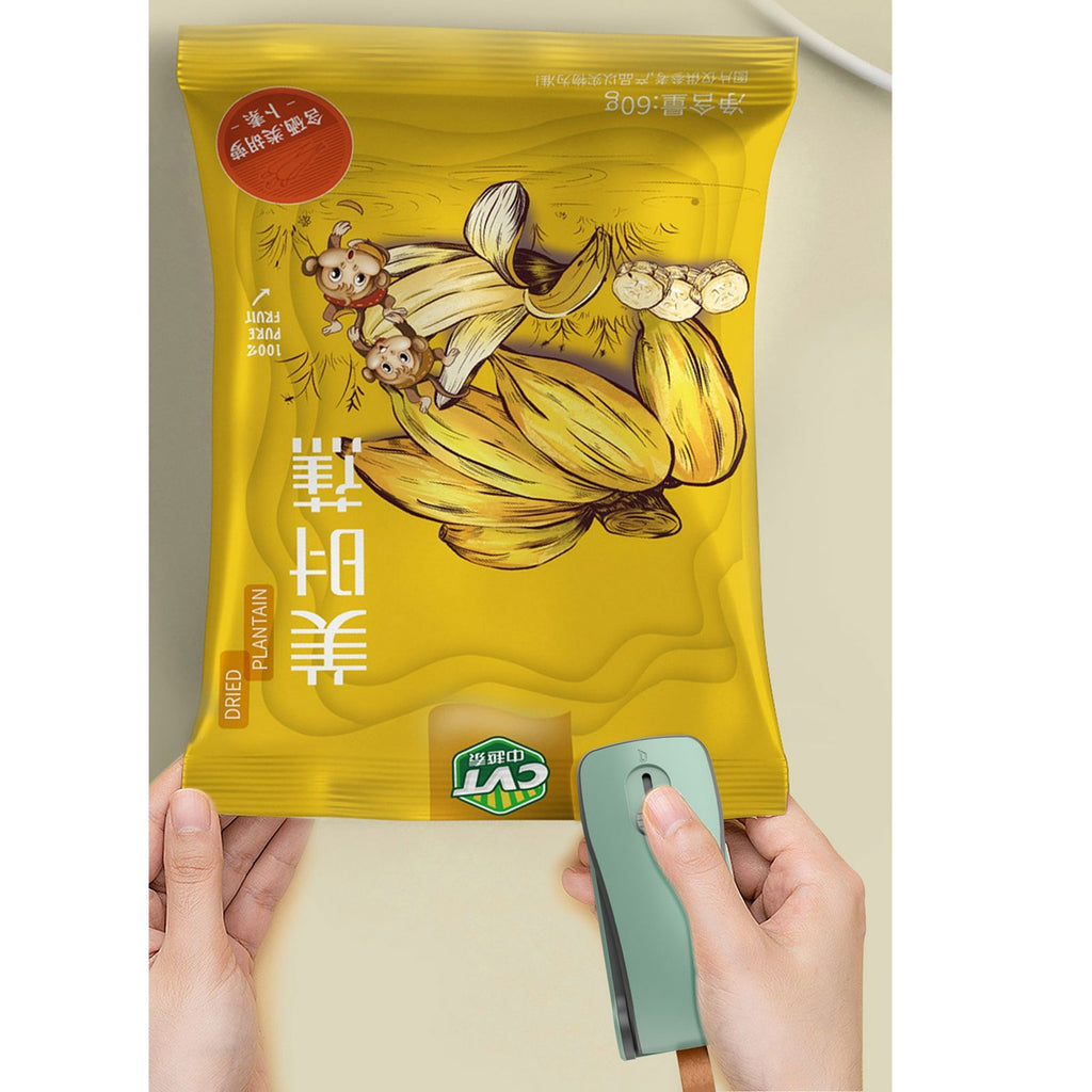 Mini Bag Sealer 2 in 1 Heat Sealer and Cutter Bottom Magnetic Handheld Plastic Bag Resealer Machine for Home Gray Green Polymer Battery Powered