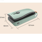 Mini Bag Sealer 2 in 1 Heat Sealer and Cutter Bottom Magnetic Handheld Plastic Bag Resealer Machine for Home Gray Green Polymer Battery Powered