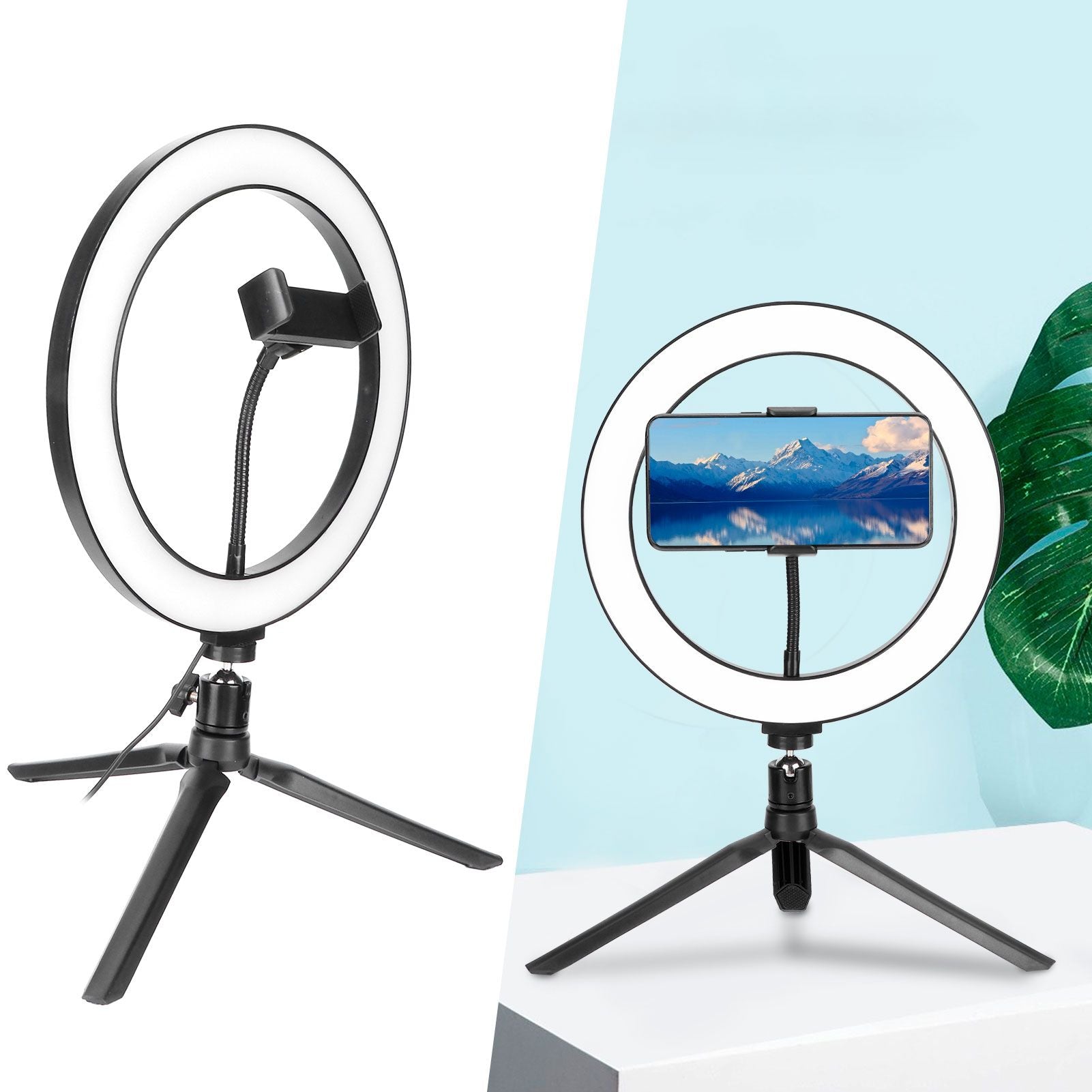 LED Ring Light 10 Levels Dimming Desktop Fill Lamp with 3 Color Temperature for Live Broadcast