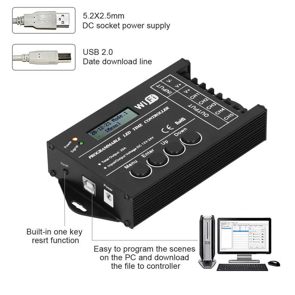 LED Light Controller Multifunctional WiFi Programmable Lamp Timing Switch Controller