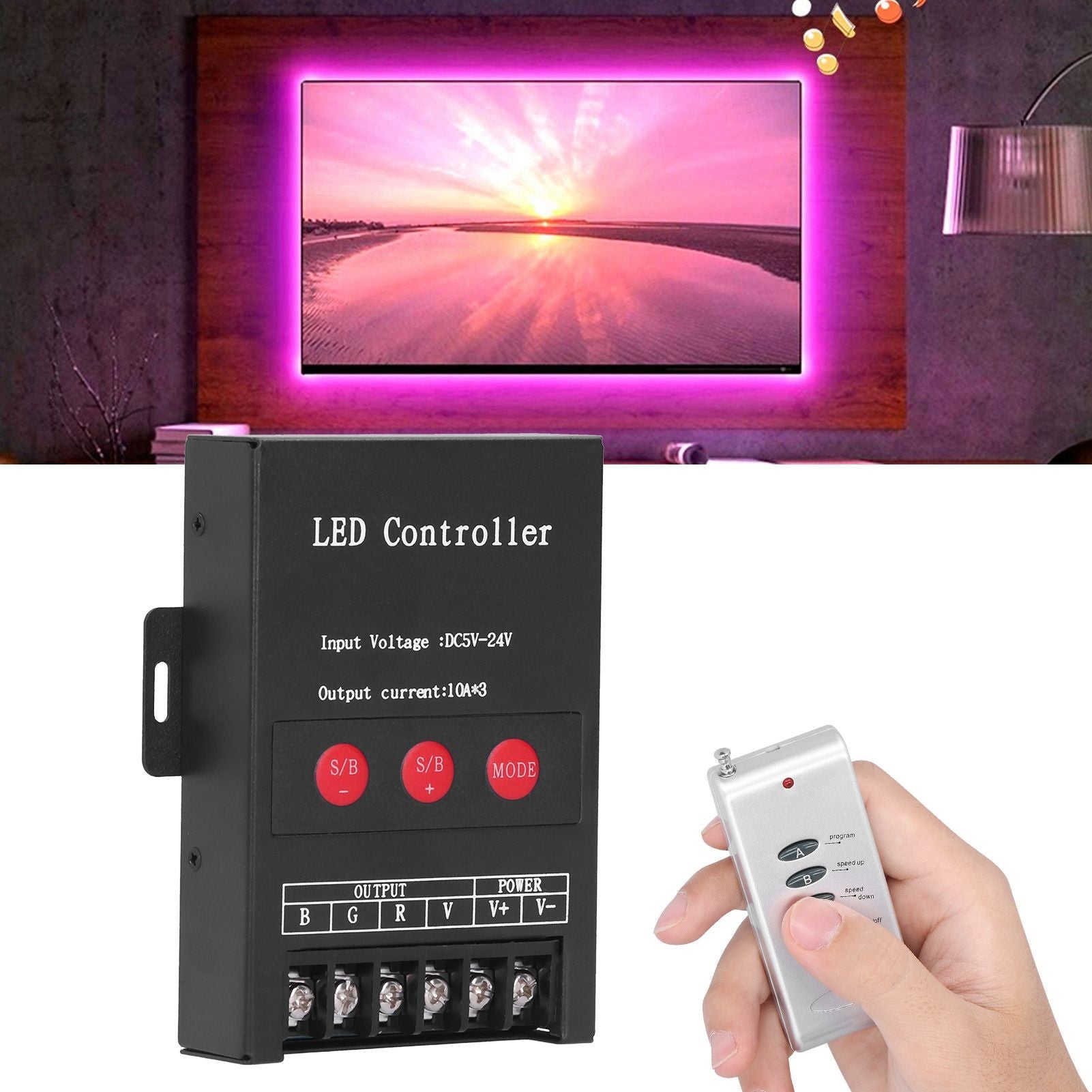 DC5‑24V 360W LED Strip Light Controller Colorful RGB Module Control Brightness Speed Adjustment