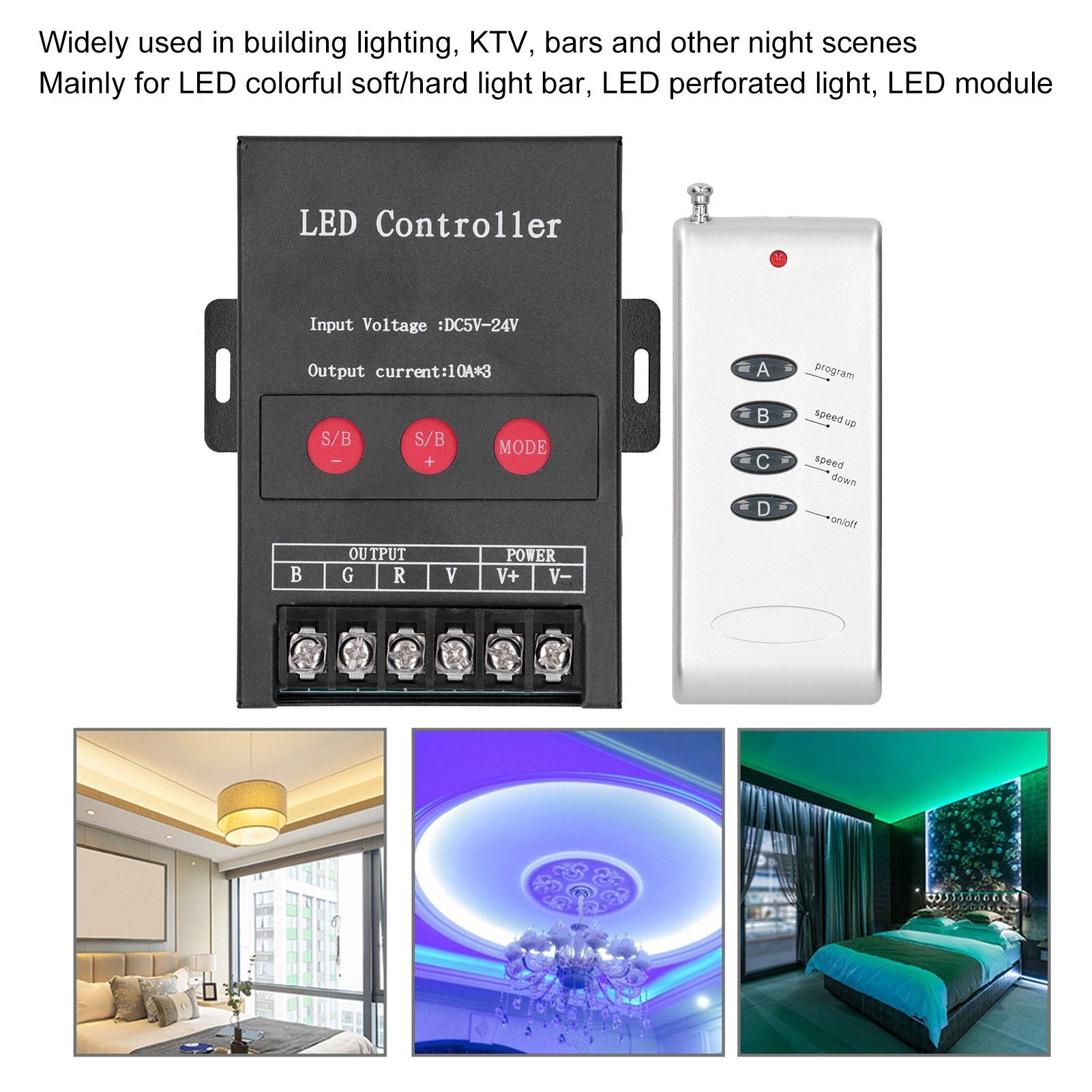 DC5‑24V 360W LED Strip Light Controller Colorful RGB Module Control Brightness Speed Adjustment