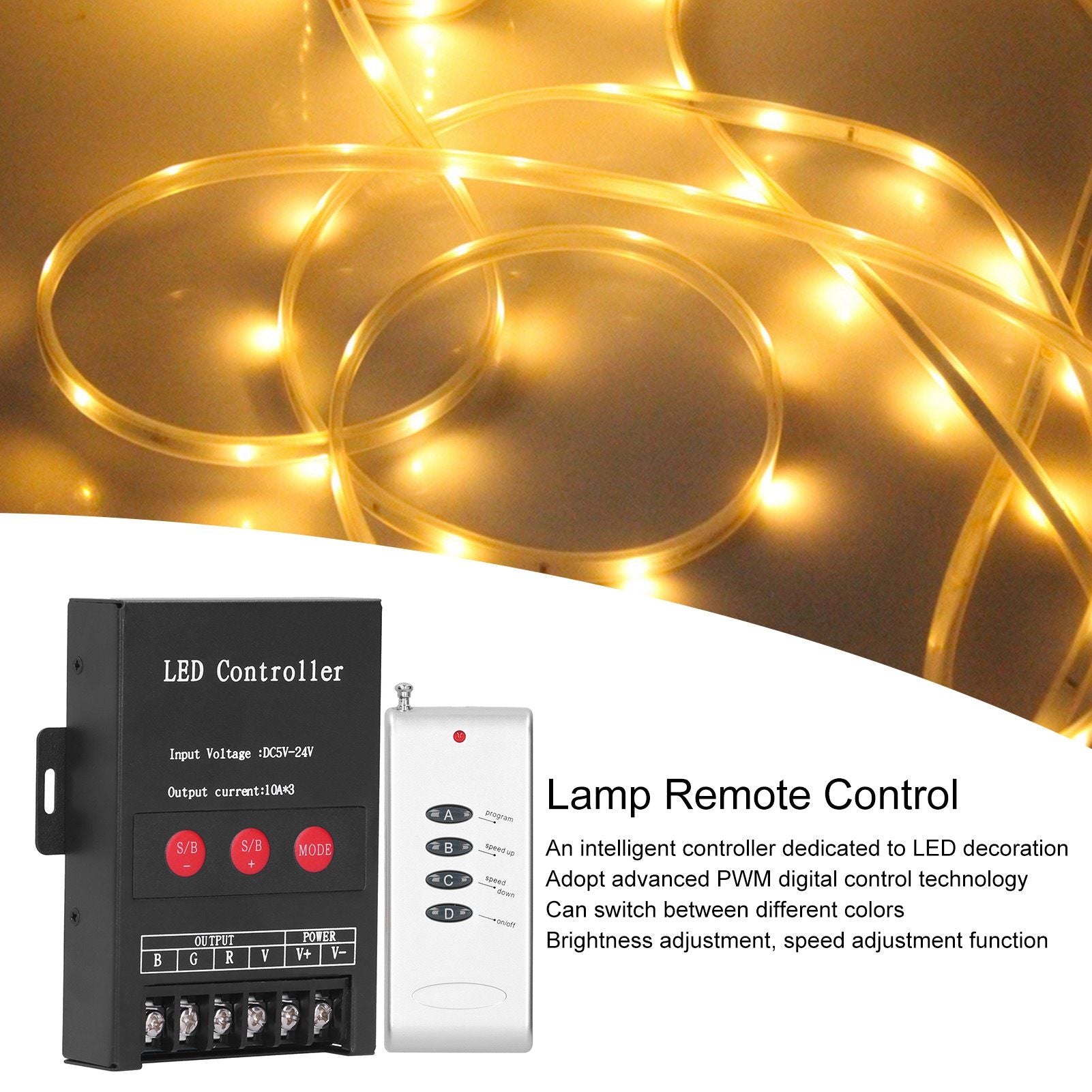 DC5‑24V 360W LED Strip Light Controller Colorful RGB Module Control Brightness Speed Adjustment