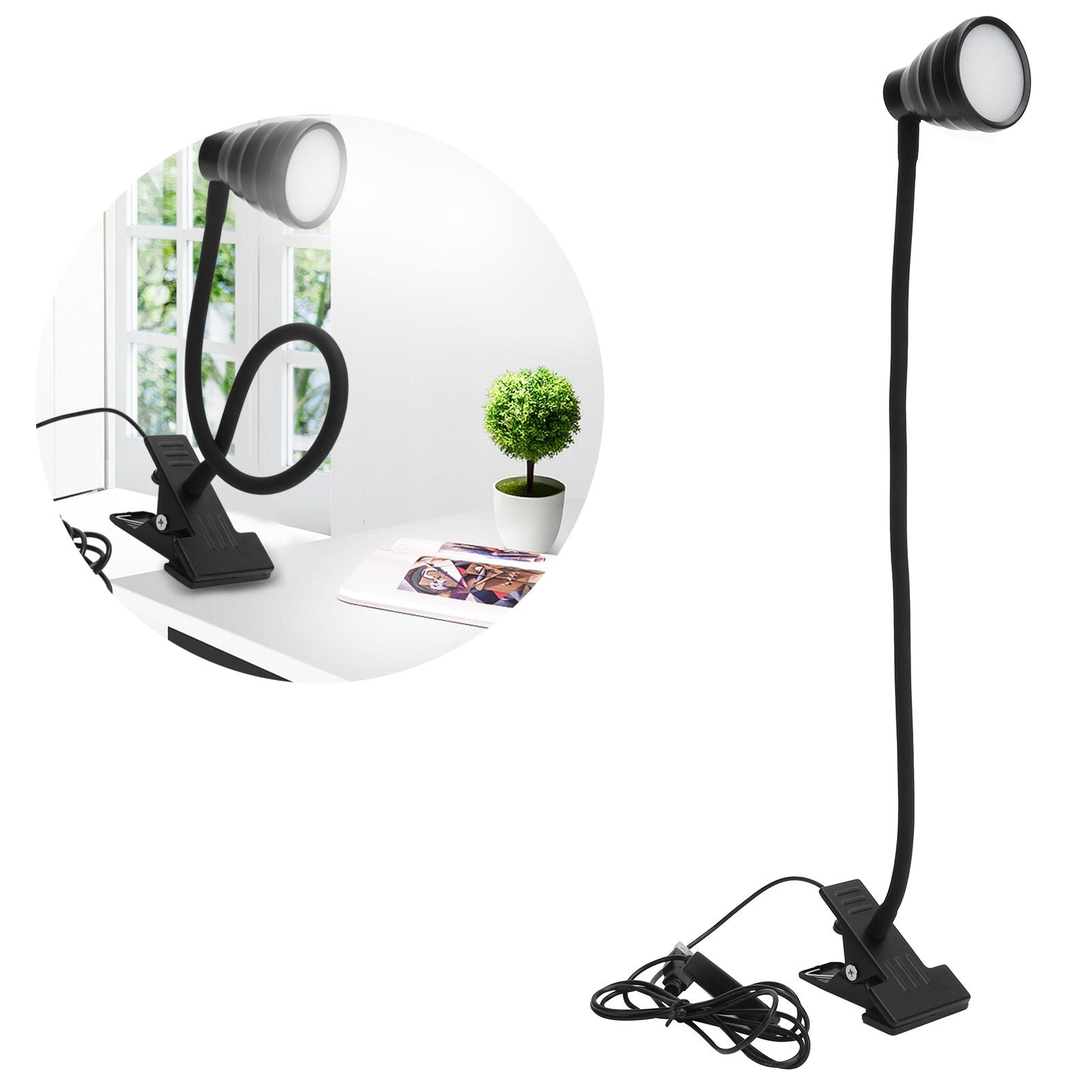 Adjustable Clip Lamp USB Learning Light Reading Eye Protection Lighting SuppliesBlack