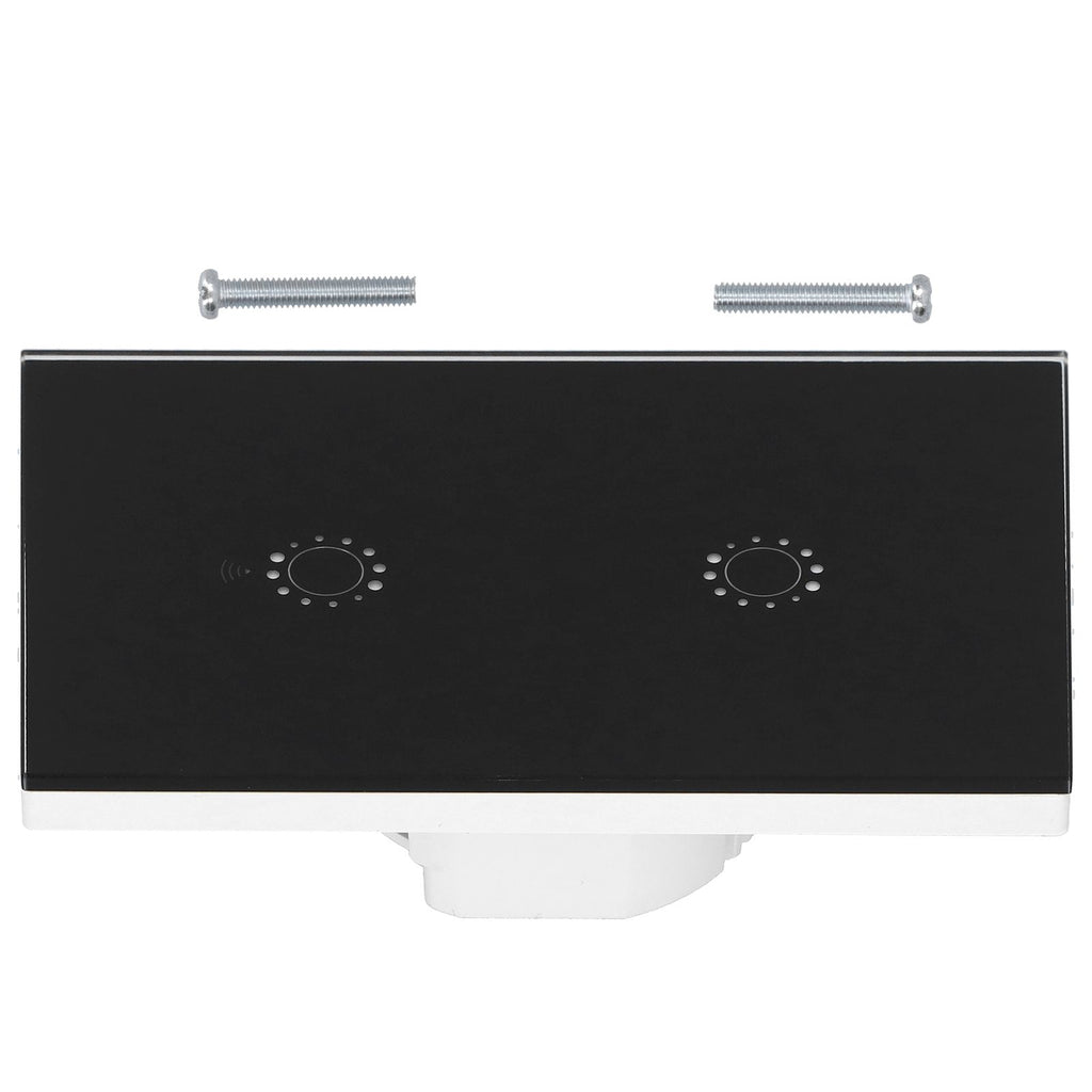 LED Smart Light Switch WiFi Wall Touch 2 Gang for Amazon Alexa Intelligent Voice APP Control AC 95‑250VBlack Cover