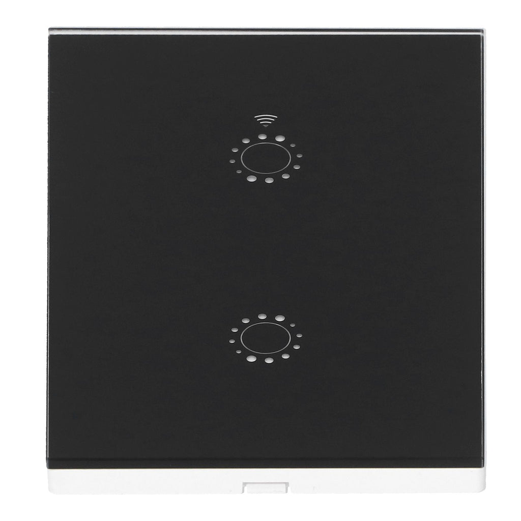 LED Smart Light Switch WiFi Wall Touch 2 Gang for Amazon Alexa Intelligent Voice APP Control AC 95‑250VBlack Cover