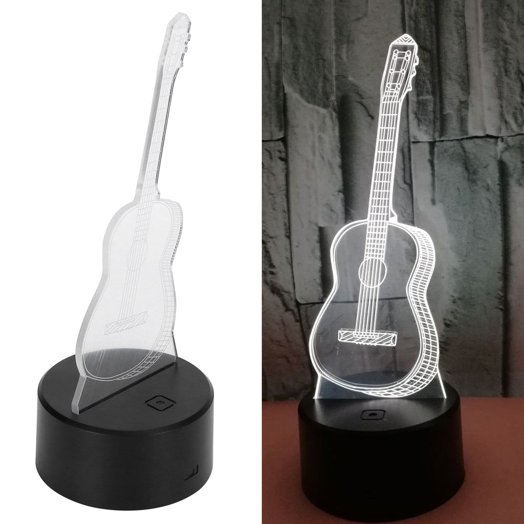3D Guitar Night Light LED 7 Colors Nightlight Switch Desktop Lamp Home Decoration