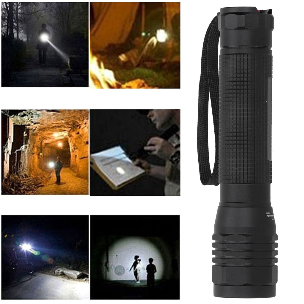 Bright P8 LED Flashlight Rotating Zoomable Torch Lamp IPX5 Waterproof for Outdoor Camping Hiking Emergency