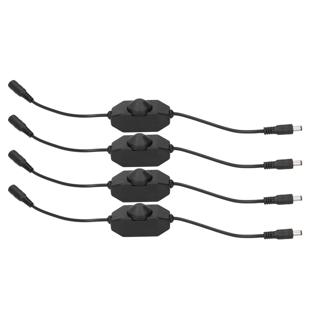 4Pcs 12V LED Brightness Dimmer Lamp Stepless Dimming Knob Controller Accessory Black