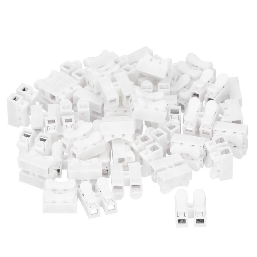 100pcs CH‑2 Connectors for LED Ceiling Light Flame Retardant 2 Port Press Terminal