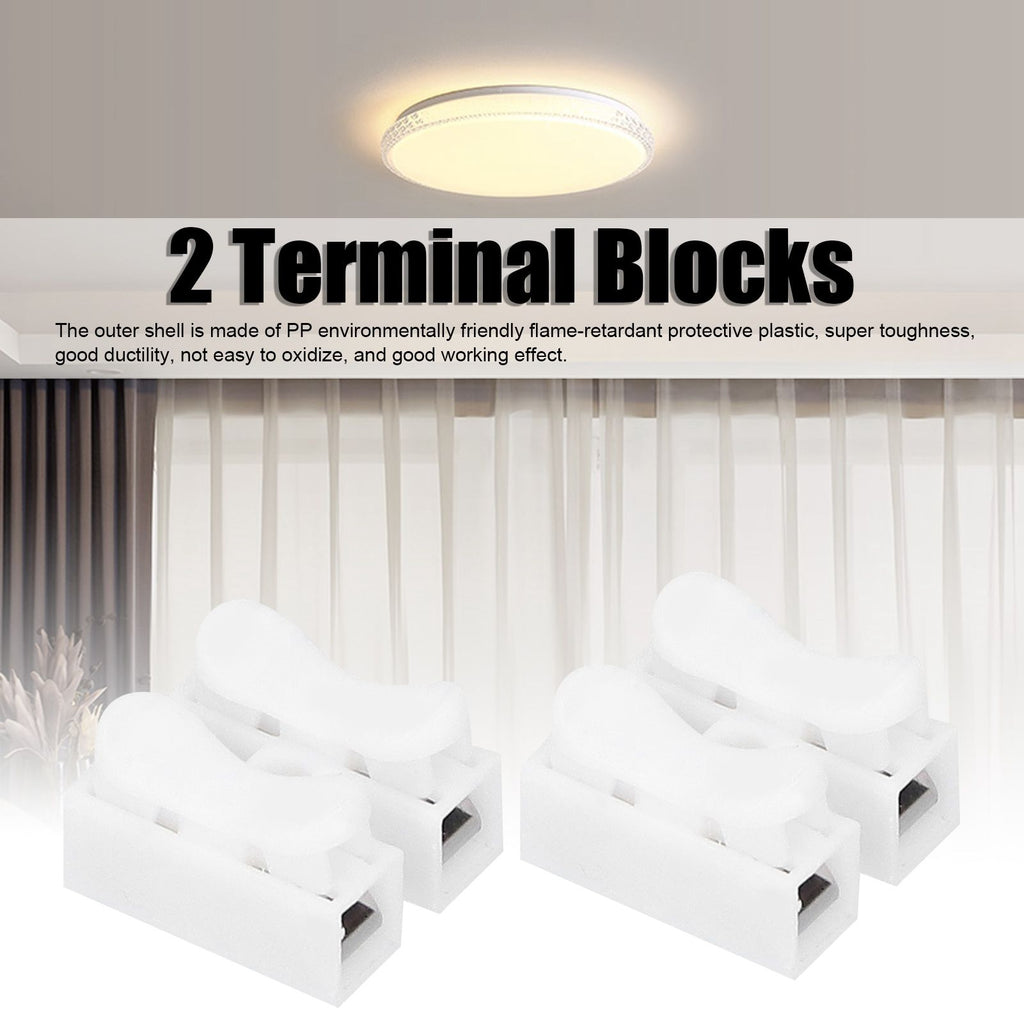 100pcs CH‑2 Connectors for LED Ceiling Light Flame Retardant 2 Port Press Terminal