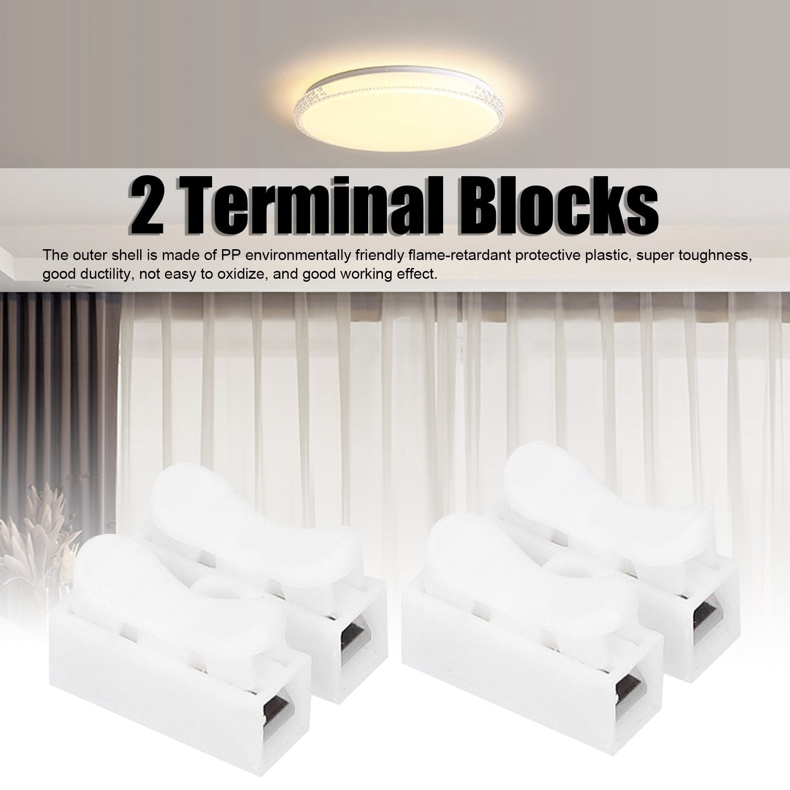 100pcs CH‑2 Connectors for LED Ceiling Light Flame Retardant 2 Port Press Terminal
