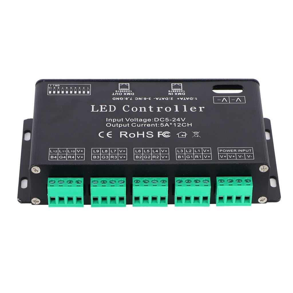 12 Channel DMX Constant Decoder RGB LED Light Strip Controller DMX512 Decoder DC5-24V
