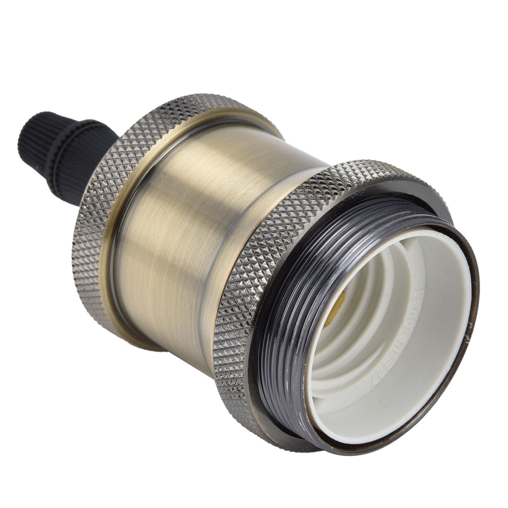 2PCS Vintage Lamp Socket Retro Aluminum Lamp Holder DIY Accessories for E26/27 Vintage BulbsGreen Bronze