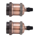 2PCS Vintage Lamp Socket Retro Aluminum Lamp Holder DIY Accessories for E26/27 Vintage BulbsRed Bronze