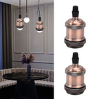 2PCS Vintage Lamp Socket Retro Aluminum Lamp Holder DIY Accessories for E26/27 Vintage BulbsRed Bronze