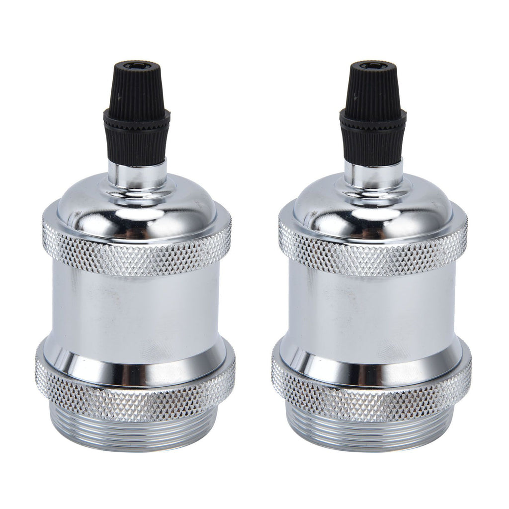 2PCS Vintage Lamp Socket Retro Aluminum Lamp Holder DIY Accessories for E26/27 Vintage BulbsSilver
