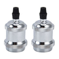 2PCS Vintage Lamp Socket Retro Aluminum Lamp Holder DIY Accessories for E26/27 Vintage BulbsSilver