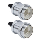 2PCS Vintage Lamp Socket Retro Aluminum Lamp Holder DIY Accessories for E26/27 Vintage BulbsSilver