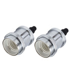 2PCS Vintage Lamp Socket Retro Aluminum Lamp Holder DIY Accessories for E26/27 Vintage BulbsSilver