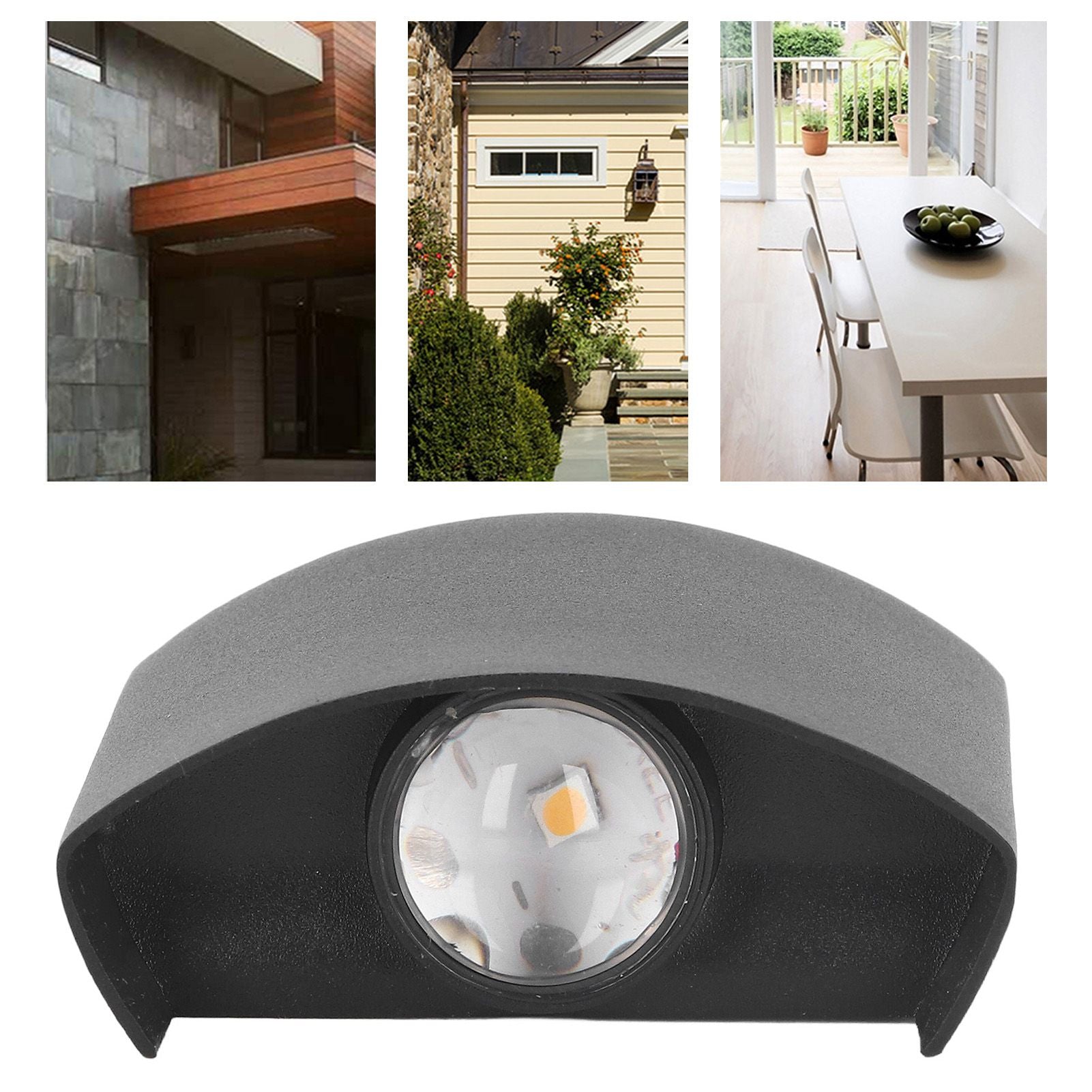 LED Wall Light Waterproof Decorative Aluminum Alloy Black Wall Sconce Lamp for Outdoor 110‑265V Warm Light