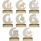 LED Eid Ramadan Hollow Decorations Openwork Carving Wooden Light Durable Table Light Crafts