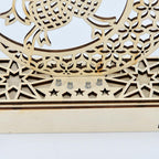 LED Eid Ramadan Hollow Decorations Openwork Carving Wooden Light Durable Table Light Crafts