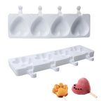 4 Cavities Ice Cream Mold Silicone Popsicle Mold Homemade Heart Shaped Paw Ice Cream Mold for DIY Popsicle Cake Jelly