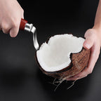 Coconut Can Opener Coconut Scraper with Wood Handle Stainless Steel Coconut Scraper for Kitchen Gadget