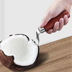 Coconut Can Opener Coconut Scraper with Wood Handle Stainless Steel Coconut Scraper for Kitchen Gadget