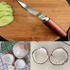 Coconut Can Opener Coconut Scraper with Wood Handle Stainless Steel Coconut Scraper for Kitchen Gadget