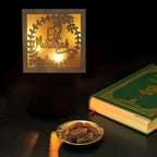 Wooden Eid Crafts Night Light 3D Ramadan Mubarak Lamp Handmade Wooden Moon Star LED Lights Decoration